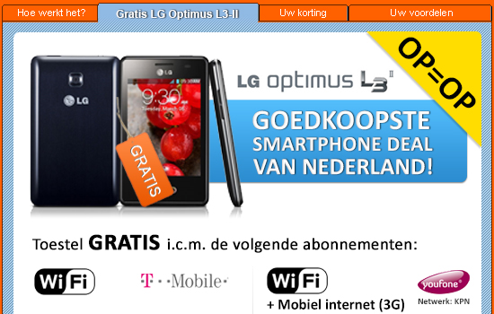 Gratis LG smartphone bij abonnement vanaf slechts 3 euro p/mnd!