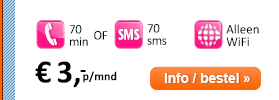 Toestel gratis i.c.m.: 70 min of 70 sms voor 3 euro p/mnd.