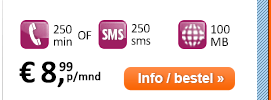 Toestel gratis i.c.m.: 250 min of 250 sms + 100MB voor 8,99 euro p/mnd.