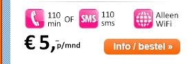 Toestel gratis i.c.m.: 110 min of 110 sms voor 5 euro p/mnd.
