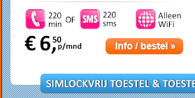 Toestel gratis i.c.m.: 220 min of 220 sms voor 6,50 euro p/mnd.
